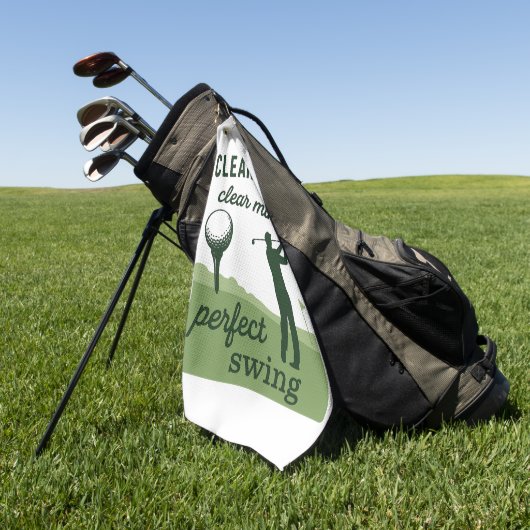 クリーンボール澄んマインドパーフェクトスイングおもしろい ゴルフタオル (グリーン)