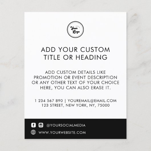 クリーンミニマルカスタム主義のビジネスロゴソーシャルメディア チラシ (裏面)