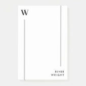 クリーンミニマルグレー線モノグラムと名前 ポストイット (正面)