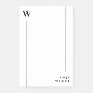 クリーンミニマルグレー線モノグラムと名前 ポストイット