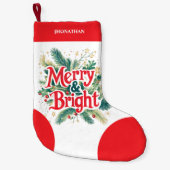 クリーンミニマルシンプルクリスマス赤白 スモールクリスマスストッキング (正面)