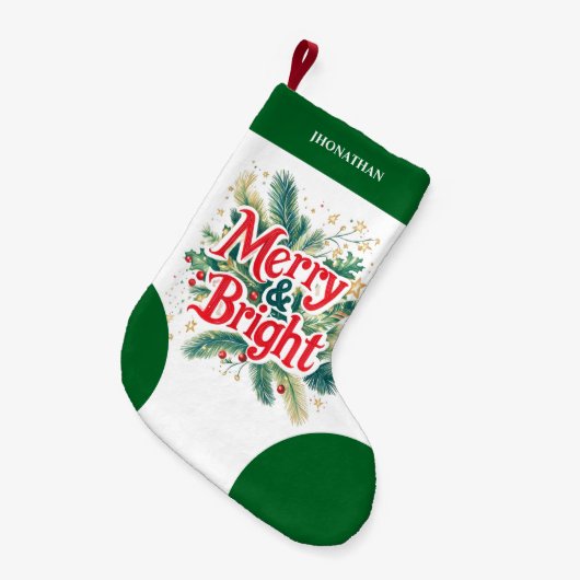 クリーンミニマルシンプルクリスマス赤白 スモールクリスマスストッキング (正面 (吊り時))