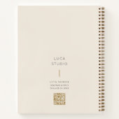 クリーンミニマルシンプルモダンQRコード金ゴールドとクリーム ノートブック (裏面)