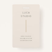 クリーンミニマルシンプルモダンQRコード金ゴールドとクリーム バッジ (正面)