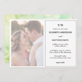 クリーンミニマルニュートラル結婚ボヘミアン 招待状