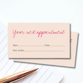 クリーンミニマルパステルピンク美しいアポイントメントカード 予約カード