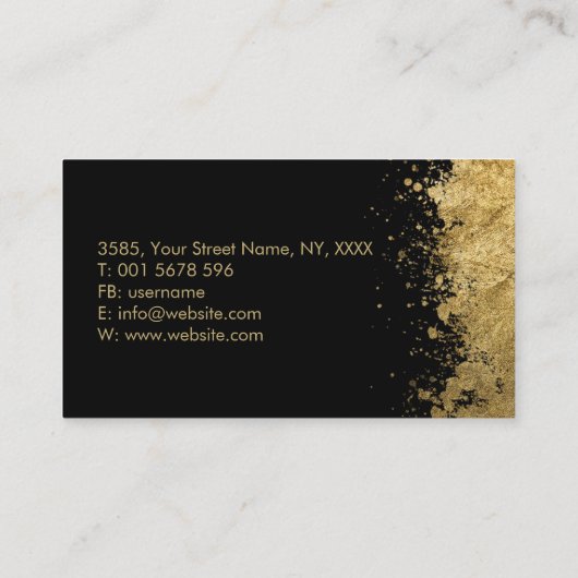 クリーンミニマルブラシ付き金ゴールド(ばちゃばちゃ)跳ねる 名刺 (裏面)