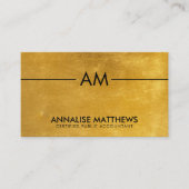 クリーンミニマルブラッシング金ゴールドモノグラム会計士 名刺 (正面)
