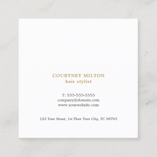 クリーンミニマルホワエレガントイト美容師 スクエア名刺 (裏面)