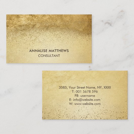 クリーンミニマルヴィンテージ金ゴールド(ばちゃばちゃ)跳ねる名刺 名刺 (正面/裏面)