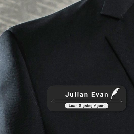 クリーンミニマル白黒クイル公証人 名札