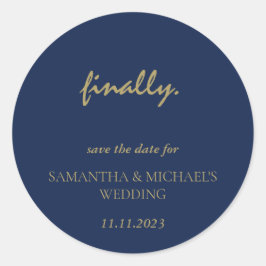 クリーンミニマル金ゴールドネイビースクリプト最後の救日付 ラウンドシール