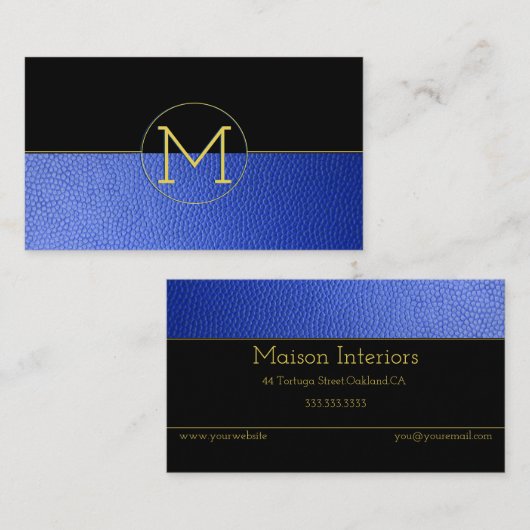 クリーンモエレガントノグラムブルーレフェイクザー&ブラック 名刺 (正面/裏面)