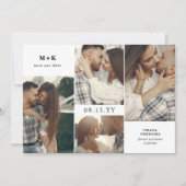 クリーンモダンイニシャルと4枚の写真データを保存 セーブザデート (正面)