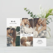 クリーンモダンイニシャルと4枚の写真データを保存 セーブザデート (スタンド正面)