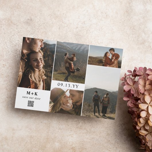 クリーンモダンイニシャル写真QRコード日付の保存 セーブザデート