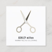 クリーンモダンエレガントハサミ美容師 スクエア名刺 (正面)