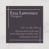 クリーンモダンエレガントバタフライラインパープルマーブル スクエア名刺 (裏面)