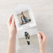 クリーンモダンシックなホリデーフォトオールインワンカード オールインワン招待状 (貼ってはがせる)