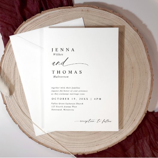 クリーンモダンシンプルな手結婚跡 招待状