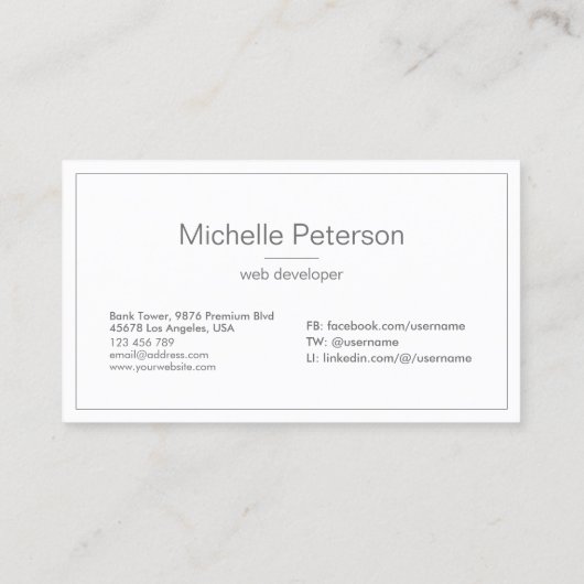 クリーンモダンシンプルプロフェッショナルホワイト 名刺 (裏面)