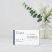 クリーンモダンジオメトリックなネイビーグレースキームミニマリスト 名刺 (スタンド正面)