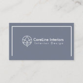 クリーンモダンジオメトリックなネイビーグレースキームミニマリスト 名刺 (裏面)