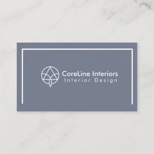 クリーンモダンジオメトリックなネイビーグレースキームミニマリスト 名刺 (裏面)