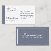 クリーンモダンジオメトリックなネイビーグレースキームミニマリスト 名刺 (正面/裏面)