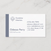 クリーンモダンジオメトリックなネイビーグレースキームミニマリスト 名刺 (正面)