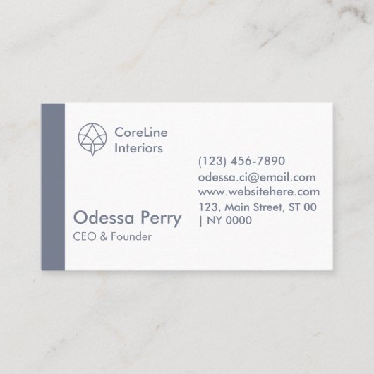 クリーンモダンジオメトリックなネイビーグレースキームミニマリスト 名刺 (正面)