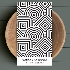 クリーンモダンジオメトリパターンレトログレーと白 名刺