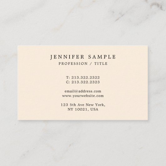 クリーンモダンテンプレートエレガントピンククリーム色 名刺 (裏面)