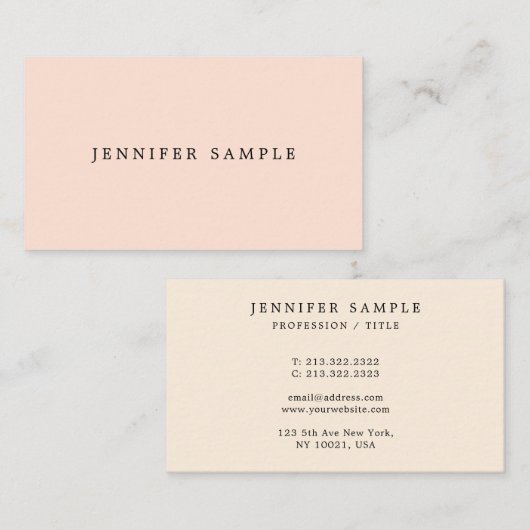 クリーンモダンテンプレートエレガントピンククリーム色 名刺 (正面/裏面)