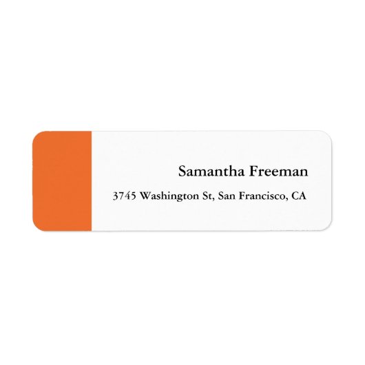 クリーンモダンプレーンなオレンジ色のホワイトミニマリスト ラベル (正面)