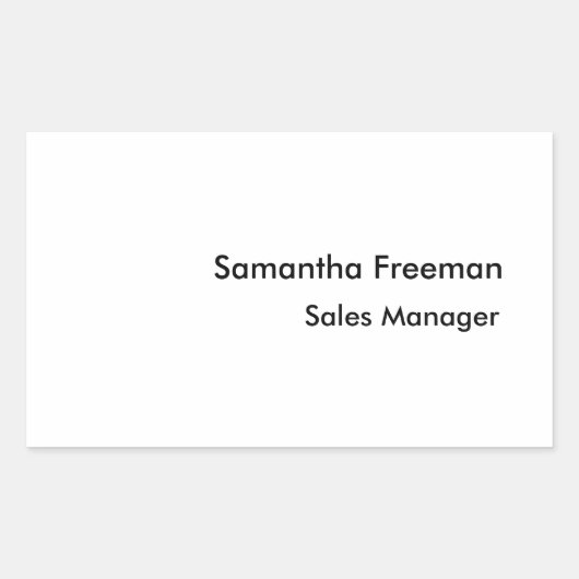 クリーンモダンプレーンブラック&ホワイトミニマリスト 長方形シール (正面)