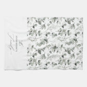 クリーンモダンボエレガントタニカルな灰色の休日 キッチンタオル (横)