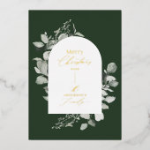 クリーンモダンボエレガントタニカルな緑色のホイル 箔シーズンカード (正面)