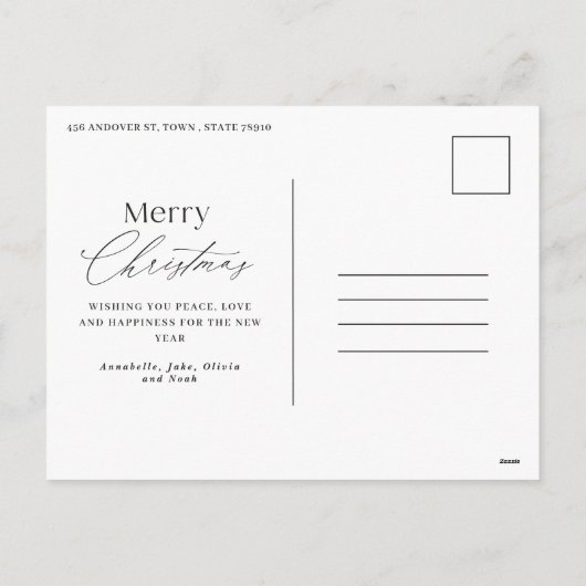 クリーンモダンボエレガントタニカルグリーングレー写真ホー シーズンポストカード (裏面)