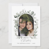 クリーンモダンボエレガントタニカル緑の灰色の写真 シーズンカード (正面)