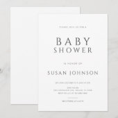 クリーンモダンミニマルとのベビックラシックブシャワー 招待状 (正面/裏面)