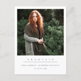 クリーンモダンミニマルな写真カスタムの卒業 案内ポストカード