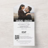 クリーンモダンミニマル写真QRコード結婚s オールインワン招待状 (内側)