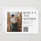 クリーンモダンミニマ結婚リスト写真+ QR詳細 招待状 (裏面)