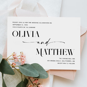 クリーンモダンミニマ結婚リスト写真+ QR詳細 招待状