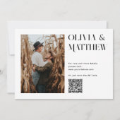 クリーンモダンミニマ結婚リスト写真+ QR詳細 招待状 (裏面)