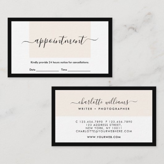 クリーンモダンレイアウトシック書道アポイントメント 名刺 (正面/裏面)