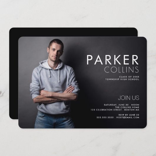 クリーンラインモダンズフォト卒業パーティー 招待状 (正面/裏面)