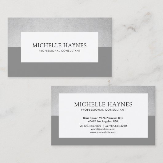 クリーンラモダンックスミニマルプロフェッショナルグレー 名刺 (正面/裏面)