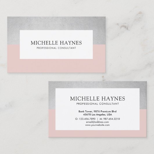 クリーンラモダンックスミニマルプロフェッショナルピンク 名刺 (正面/裏面)